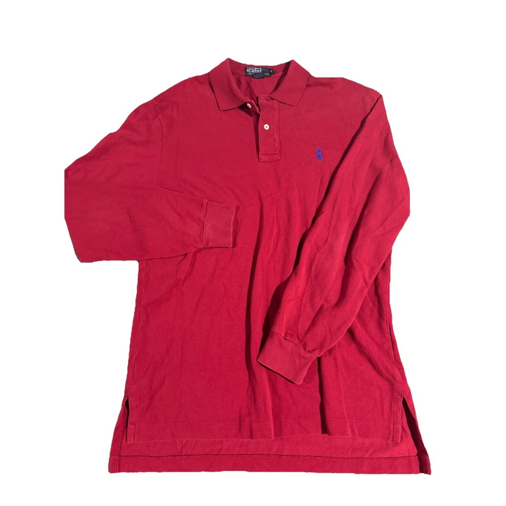 Vintage Polo Ralph Lauren Shirt M Men's Classic Solid Long Sleeve  Big Red